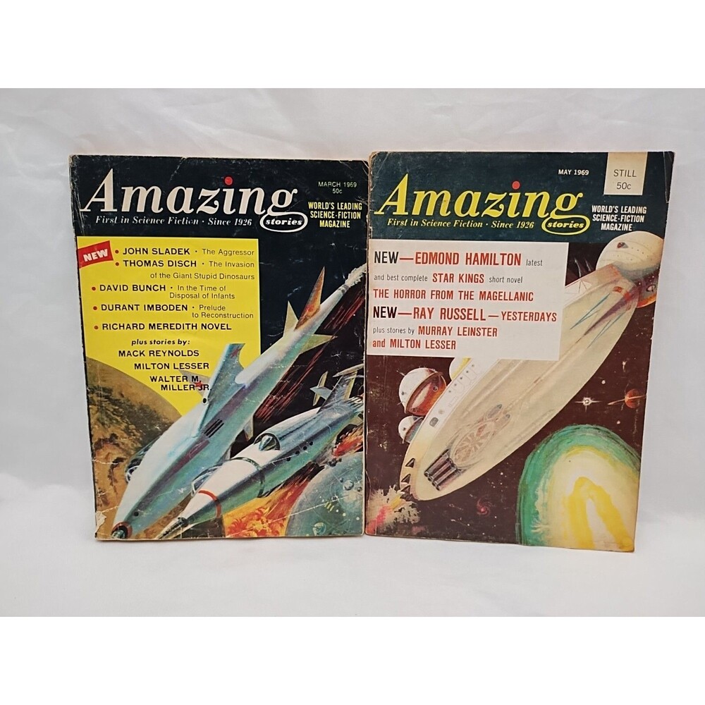 (2) Amazing Stories Science Fiction Magazines March May 1969 Magazines